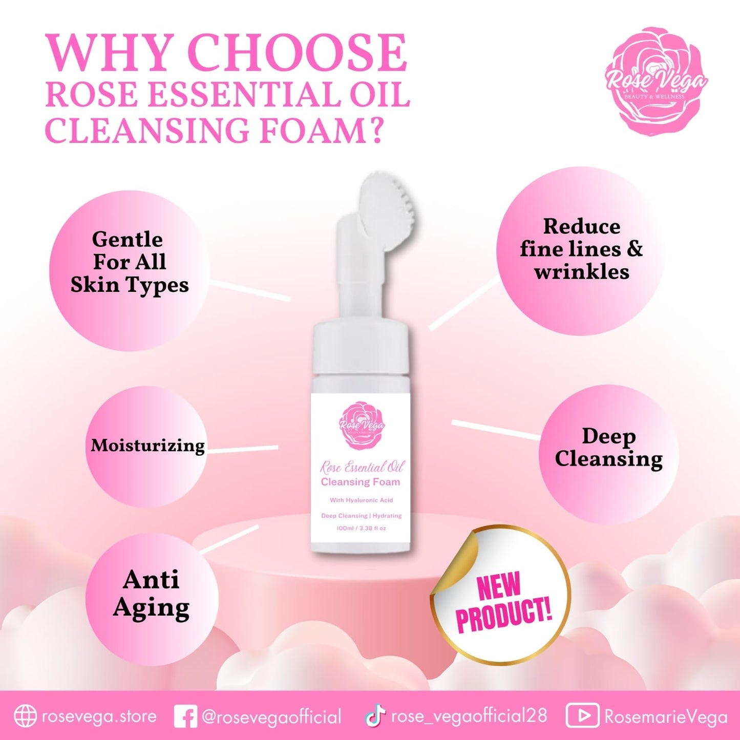 RoseVega Foaming Cleanser with Silicone Brush