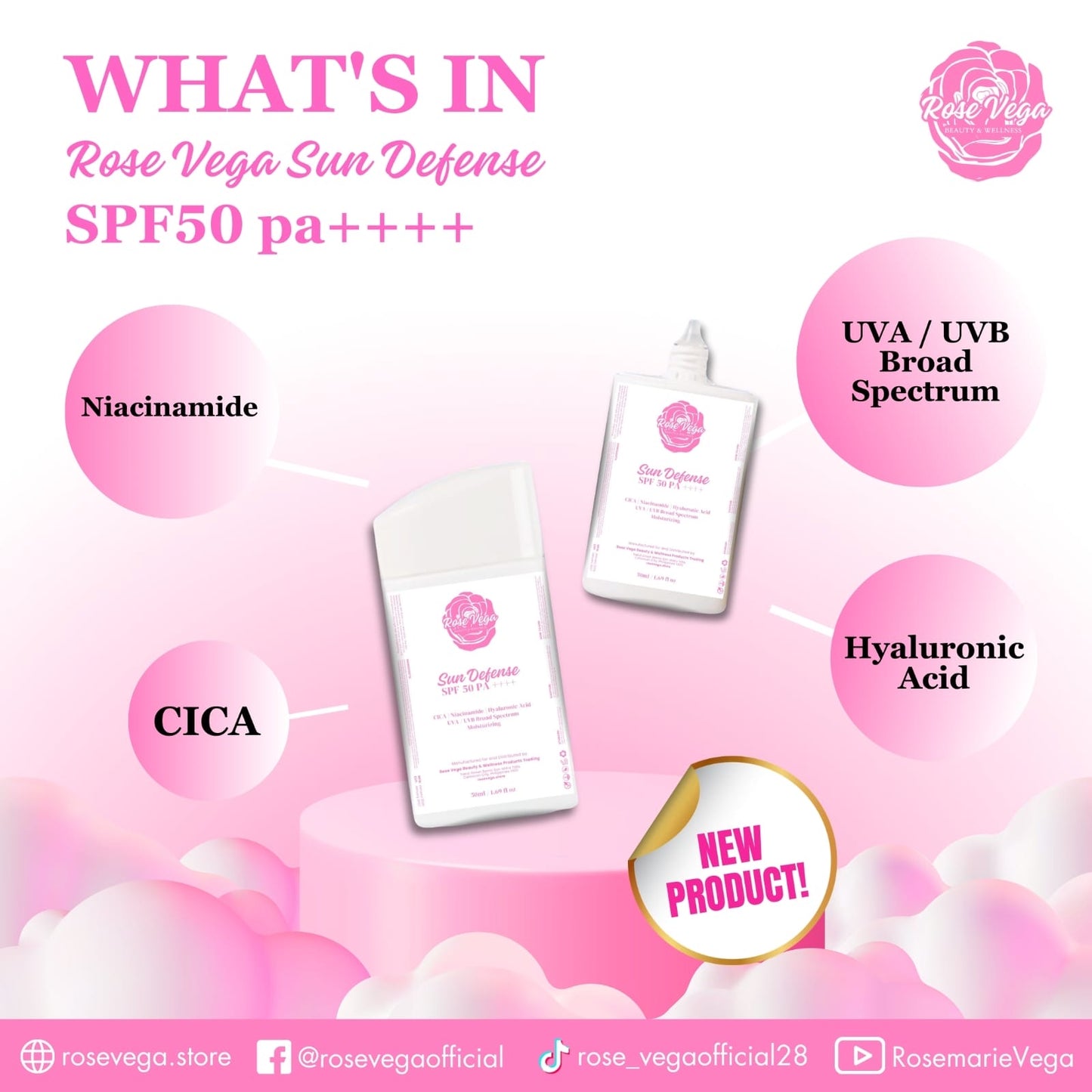 RoseVega Sun Defense UVB/UVA SPF50 PA+++